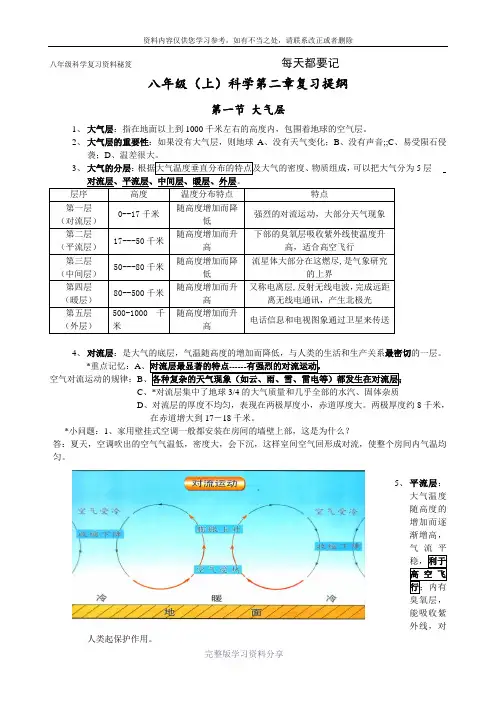 初中科学浙教版八年级上复习提纲(第二章)知识点zhangtaoying