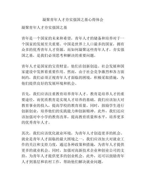 凝聚青年人才夯实强国之基心得体会
