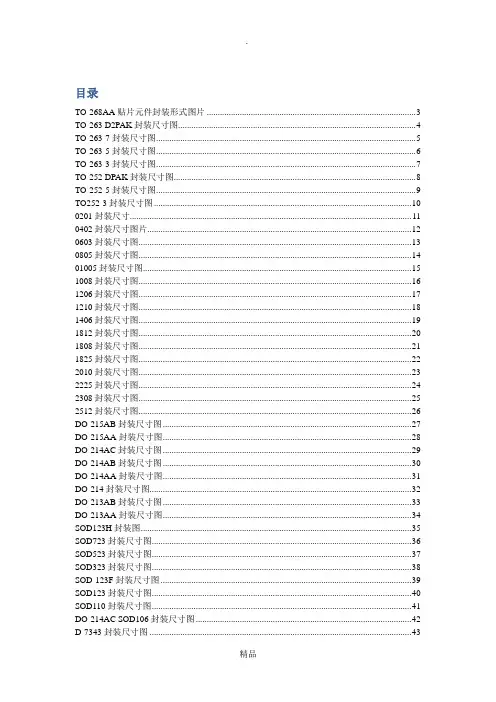 常用贴片元件封装尺寸图