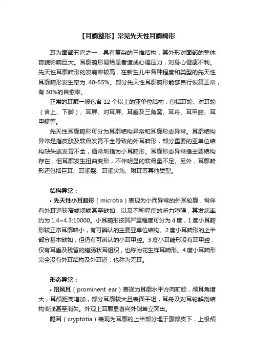 【耳廓整形】常见先天性耳廓畸形