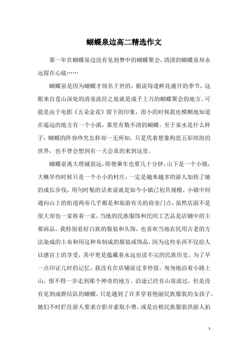 蝴蝶泉边高二精选作文
