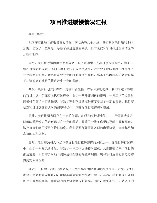 项目推进缓慢情况汇报