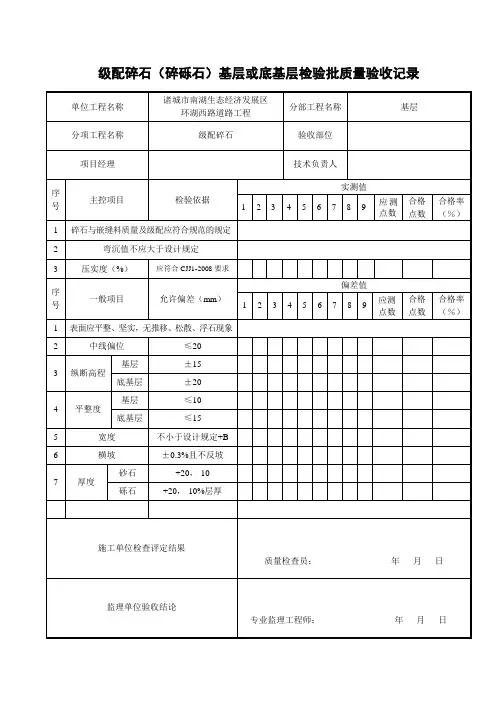 级配碎石基层或底基层 检验批质量验收记录 精品