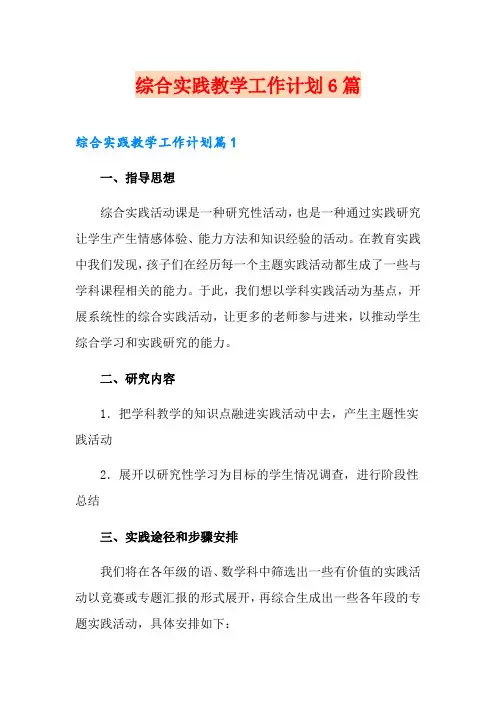 综合实践教学工作计划6篇