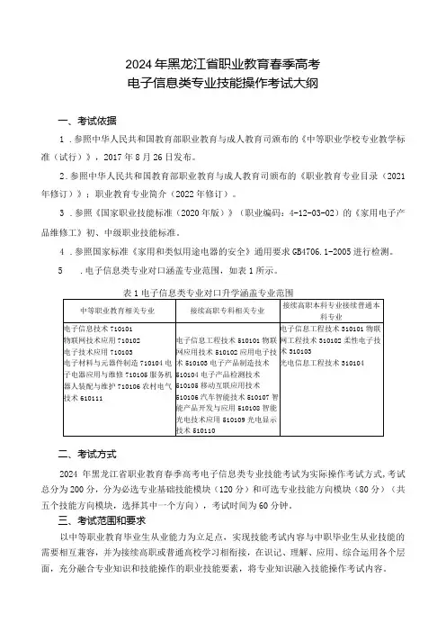 717电子信息类专业技能操作考试大纲