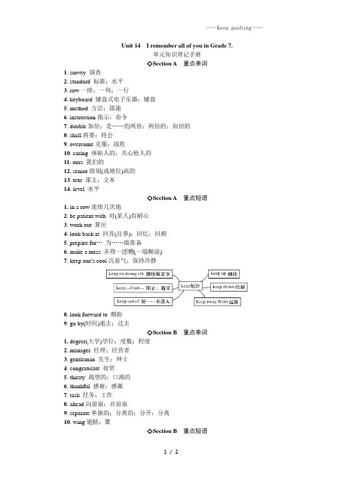 人教版九年级英语 Unit14 单元知识背记手册