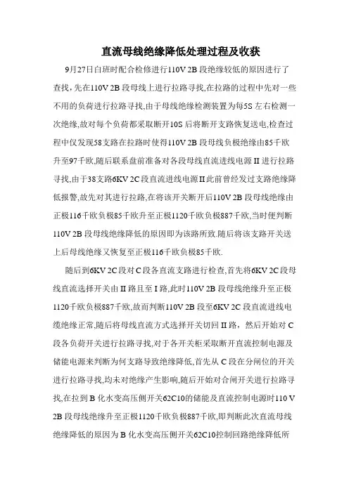 直流母线绝缘降低处理过程