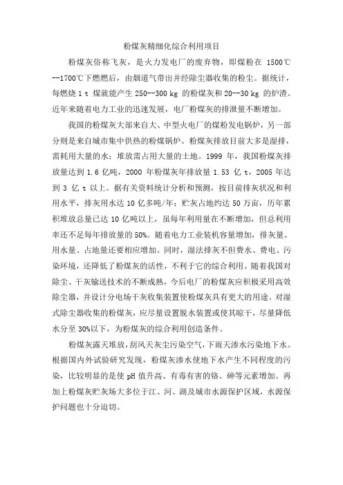 粉煤灰精细化综合利用项目建议书