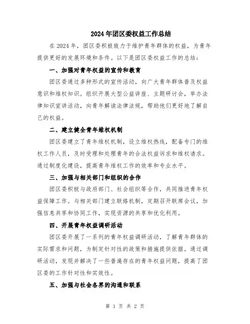 2024年团区委权益工作总结