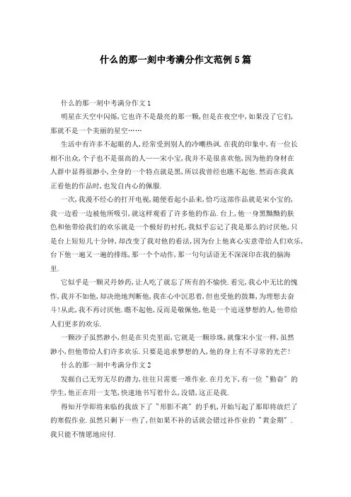 什么的那一刻中考满分作文范例5篇