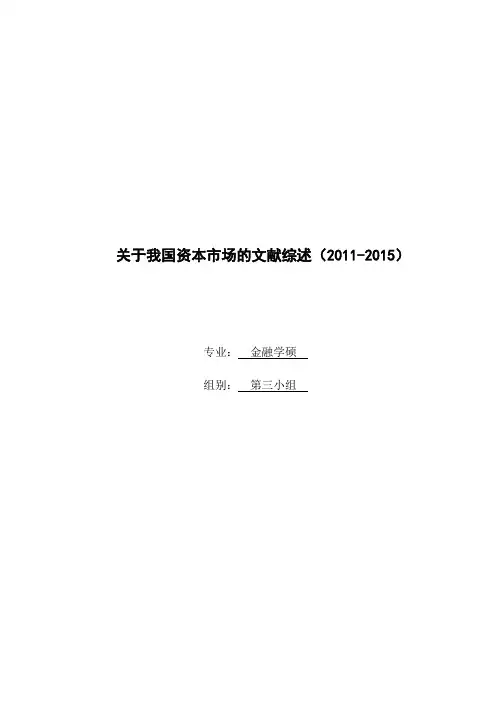 (打印版)关于我国资本市场的文献综述