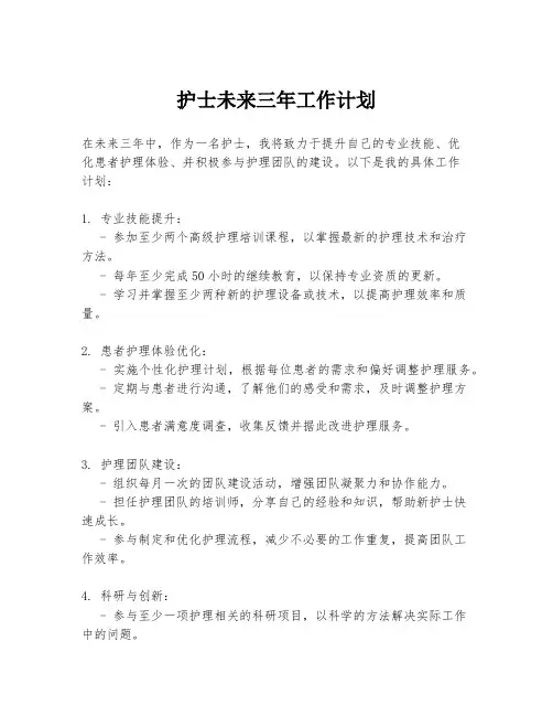 护士未来三年工作计划