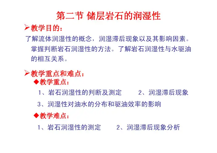 第二节 储层岩石中的润湿性