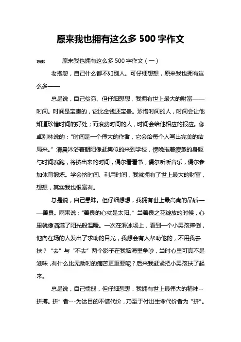 原来我也拥有这么多500字作文