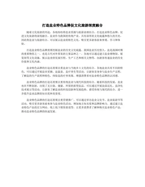 打造盐业特色品牌促文化旅游深度融合