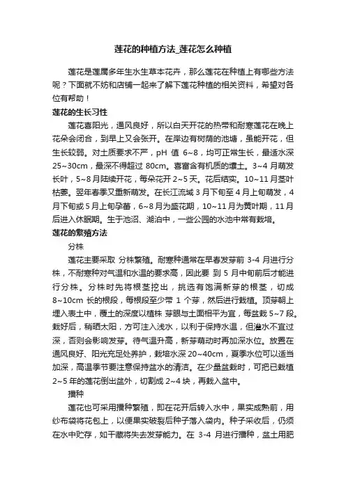 莲花的种植方法_莲花怎么种植