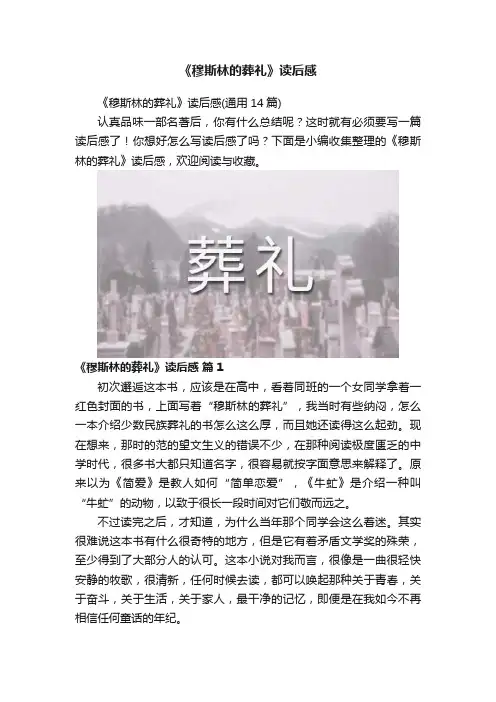 《穆斯林的葬礼》读后感
