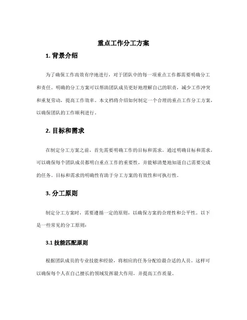 重点工作分工方案