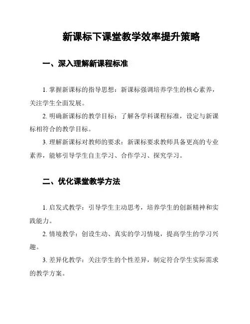 新课标下课堂教学效率提升策略