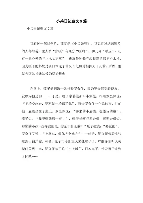 小兵日记范文9篇