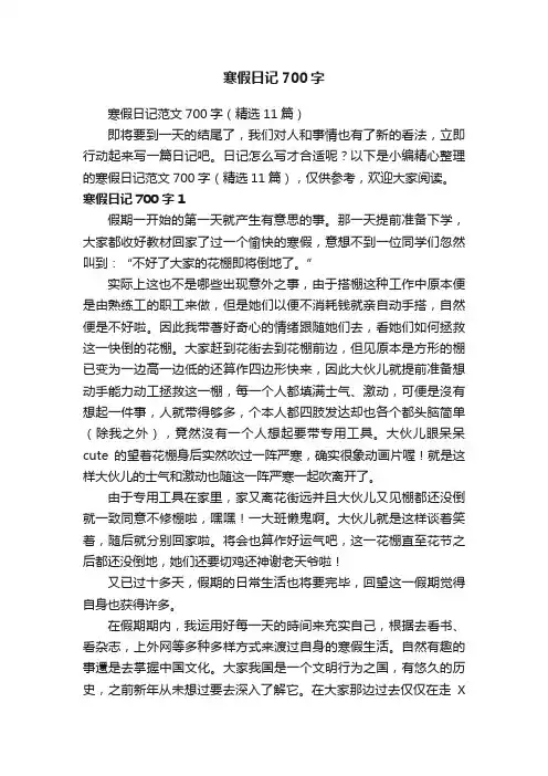 寒假日记700字