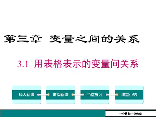 北师大版七年级数学下册《31用表格表示的变量间关系》课件MnnMwH