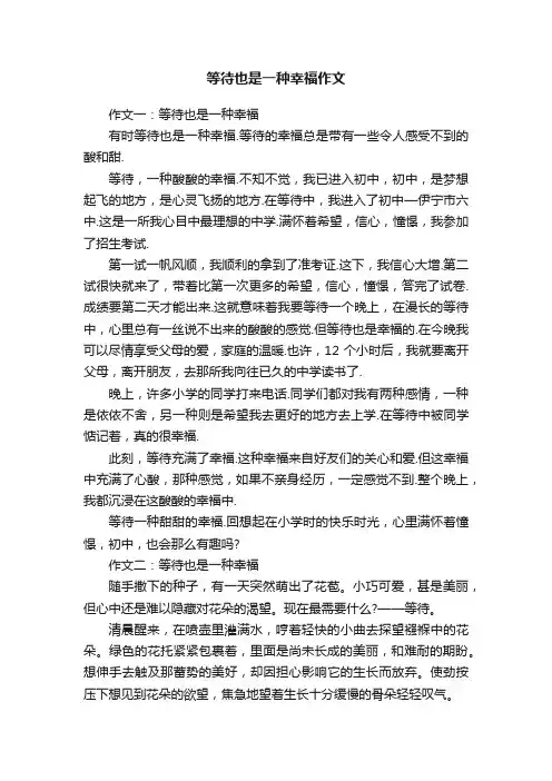 等待也是一种幸福作文精选