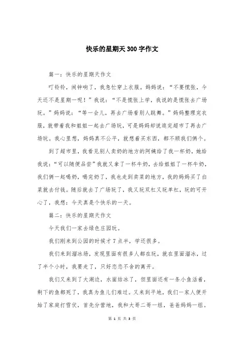 快乐的星期天300字作文