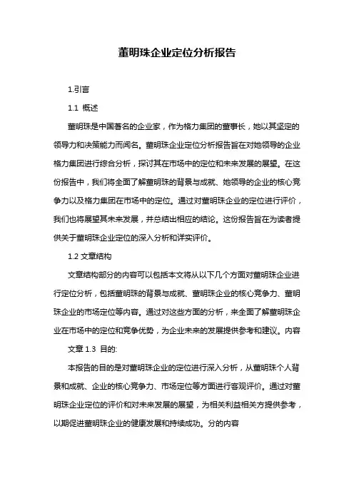 董明珠企业定位分析报告