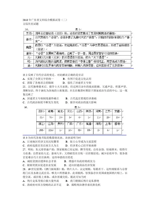 2018广东二模