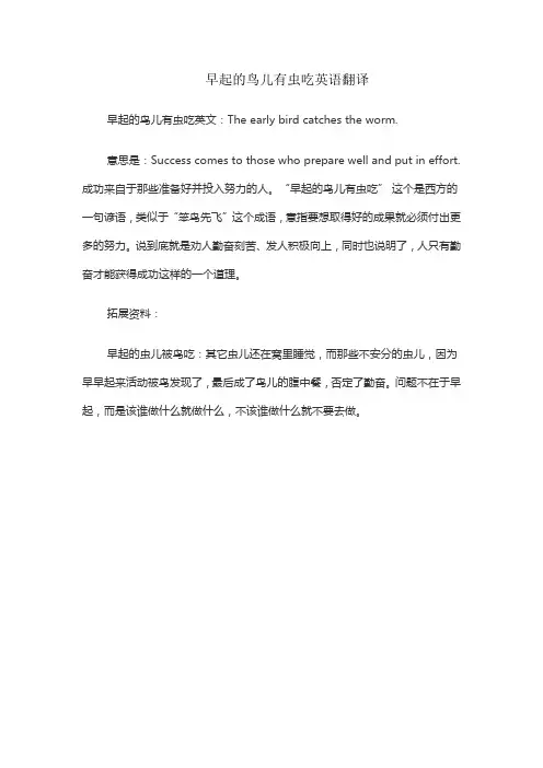 早起的鸟儿有虫吃英语翻译