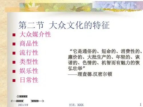 大众文化的特征PPT课件