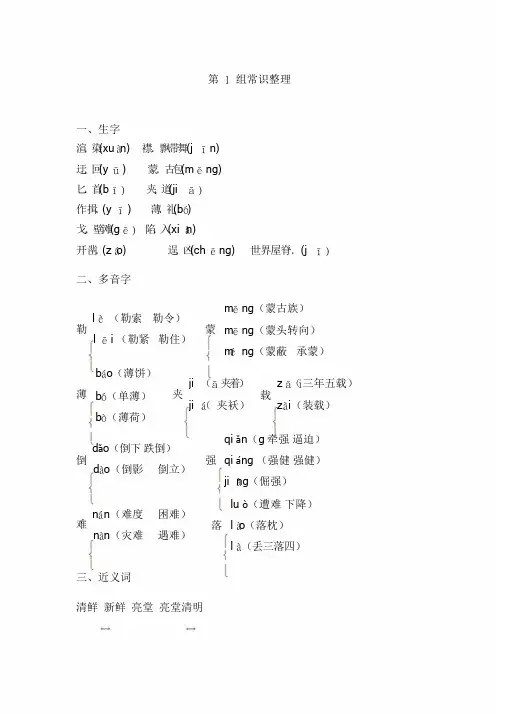 部编版小学五年级语文下册专项知识梳理(荐).doc
