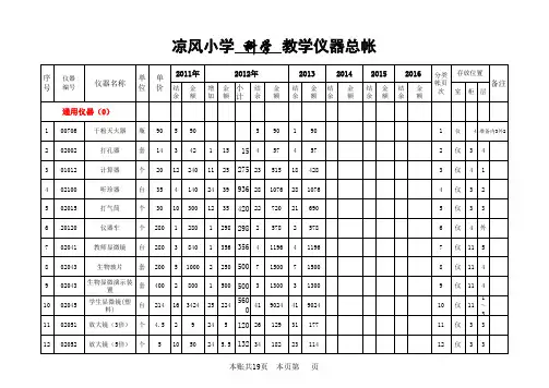 凉风小学科学仪器台帐 总账明细账 