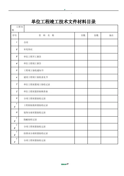 建筑装饰装修工程竣工验收资料表格
