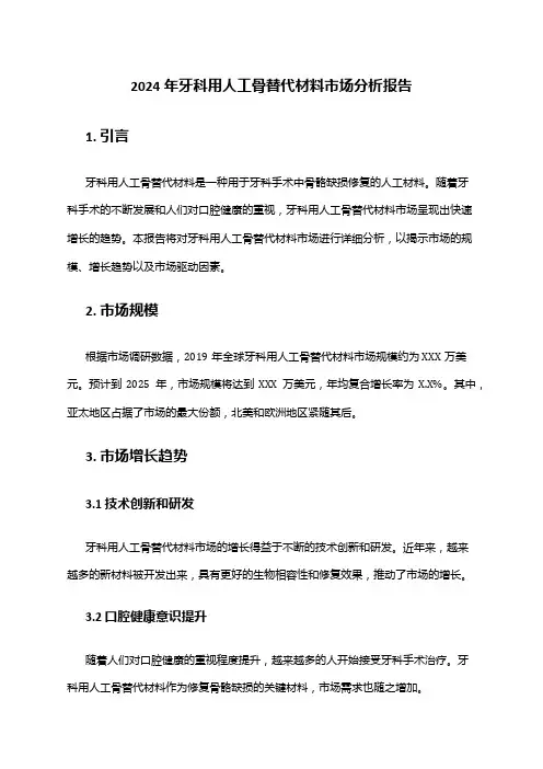 2024年牙科用人工骨替代材料市场分析报告