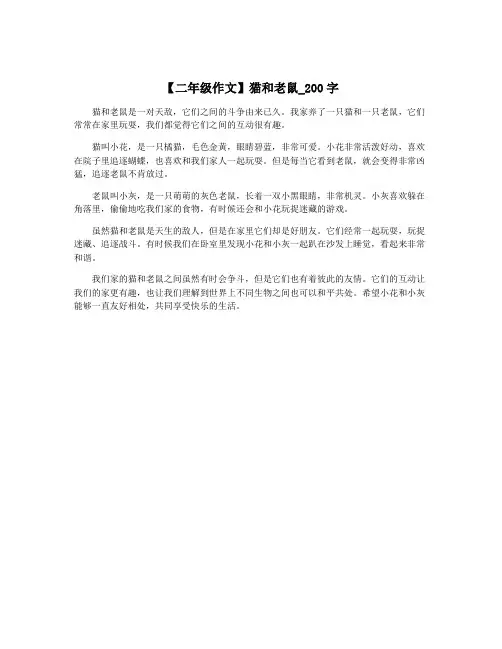 【二年级作文】猫和老鼠_200字