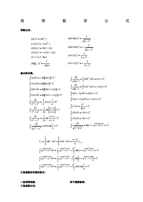 考研数学公式(word版,高数+线代+概率)
