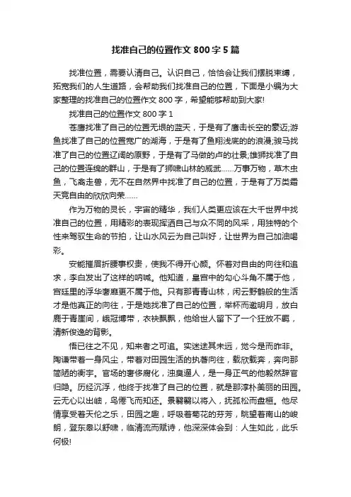 找准自己的位置作文800字5篇