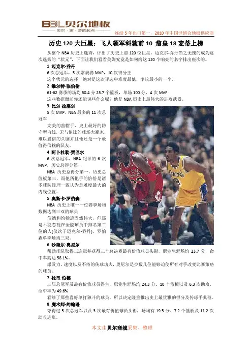 NBA历史120大巨星