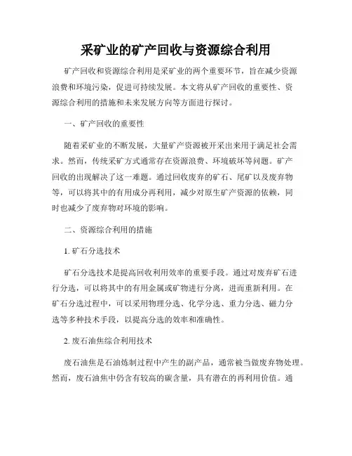 采矿业的矿产回收与资源综合利用