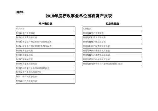 2018年度行政事业单位国有资产报表