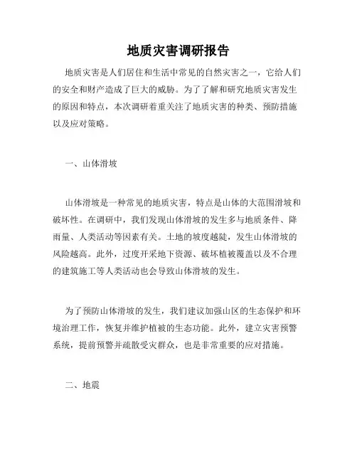 地质灾害调研报告