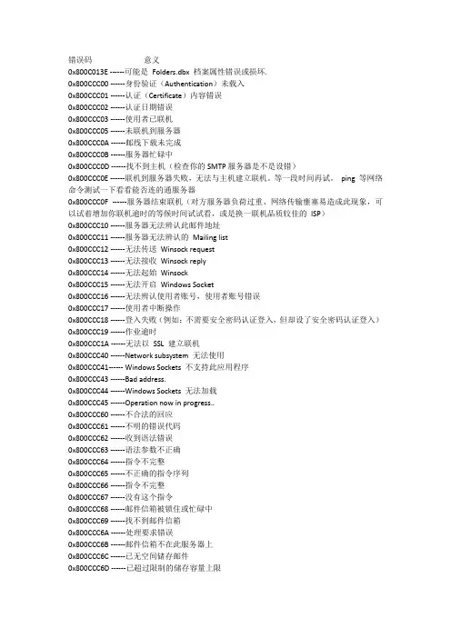 outlook2007错误代码全解