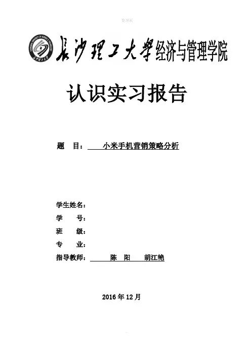 小米手机营销策略及管理分析 - 副本