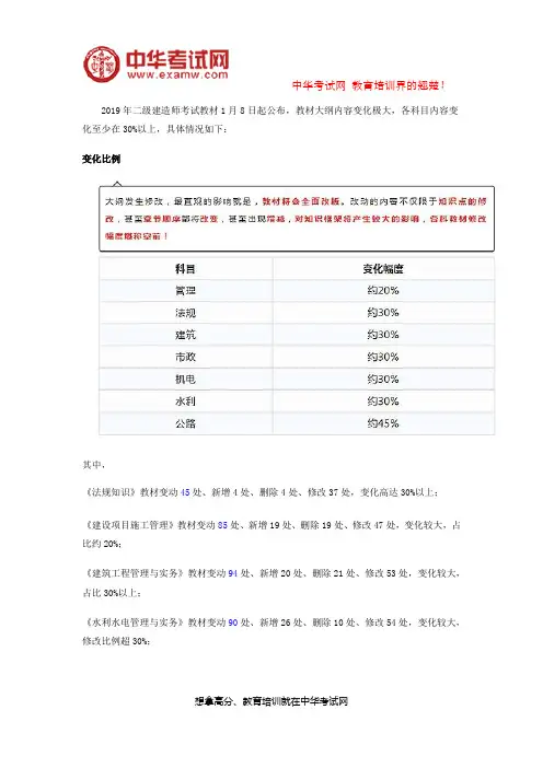 2019年二级建造师教材上线,内容大变