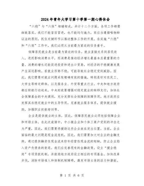 2024年青年大学习第十季第一期心得体会（4篇）