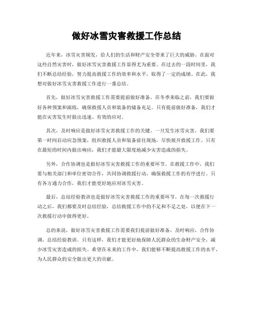 做好冰雪灾害救援工作总结
