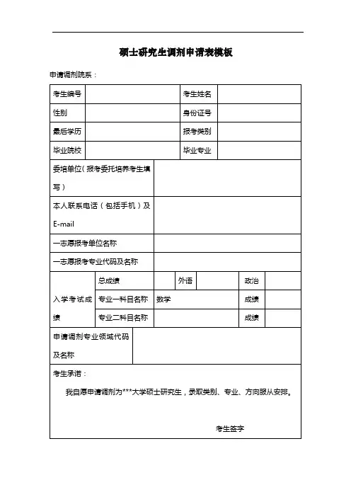 研究生调剂表和调剂信模板