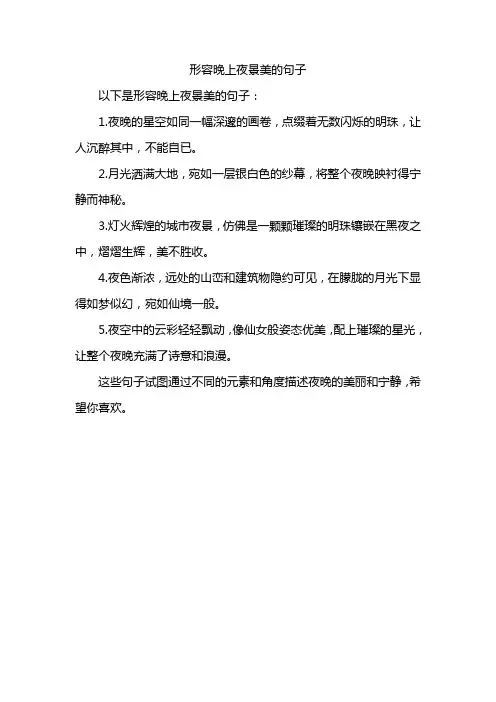形容晚上夜景美的句子